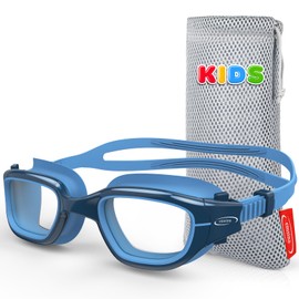 Emsina Kids Swim Goggles,Super Anti-Fog Swimming Goggles for Kids Age 7-12 Boys and Girls(Royalblue-ClearLens)