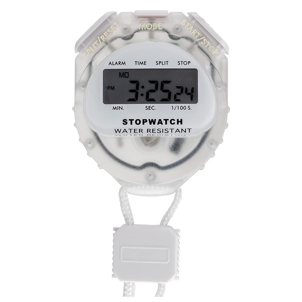 CREPHA TCE-2056-WT Digital Stopwatch, Waterproof, Clear, white
