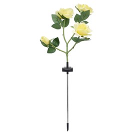 Solar Rose Light 4 Head IP65 Waterproof Decorative LED Flower Landscape Lamp for Garden Courtyard(Yellow Color Light LED )