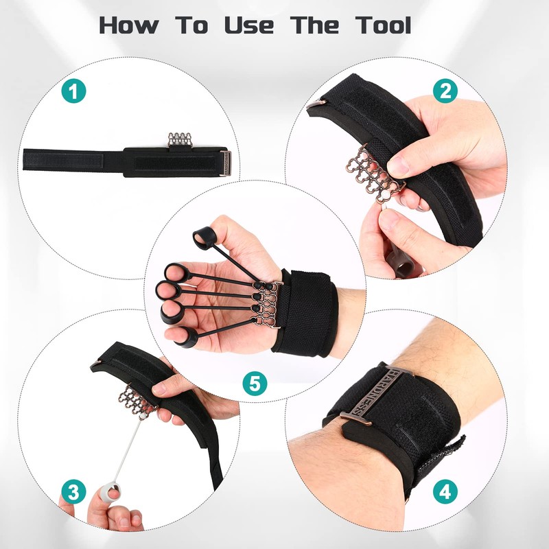 4 Pack Finger Exerciser with Bracelet, (20lb, 40lb, 60lb, 75lb)