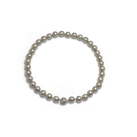 Schmuckwilli Pearl Necklace for Women and Girls – Light Grey Round Mallorca Beads – Elegant Shell Pearl Necklace for Any Occasion – Choker Pearl Necklace for Women Magnetic Clasp, Shell, Pearl