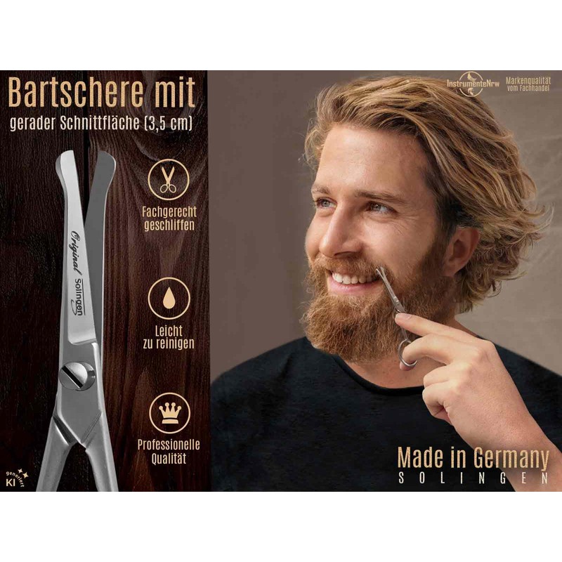 Solingen Beard Scissors Moustache Scissors 10.5 cm Rounded Ends