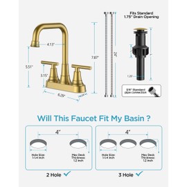 FORIOUS 4 Inch Bathroom Sink Faucet 2 Hole, Brushed Gold Vanity Faucet with Pop-Up Drain, ADA Compliant Centerset Sink Faucet for Bathroom Vanity RV Powder Room