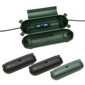 4-Pack Outdoor Extension Cord Safety Covers with Waterproof Seal, Rain and Snowproof Electrical Junction Box for Outdoor Plugs, Sockets, Electrical, Pool Pumps (2 Black + 2 Green)