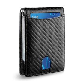 Carteras para Hombre con ID De bolsillo DOXUNGOO Billetera para Hombre,Diseño Slim,Minimalista Billetera y RFID Bloqueo (Fibra de Carbon)