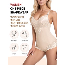 Maeau Women's Bodysuit, Shape-Up, Body Shaper, Tummy Tights, Inner Corset, Girdle, High Elasticity, Beautiful Butt, Hip Lifting, nude