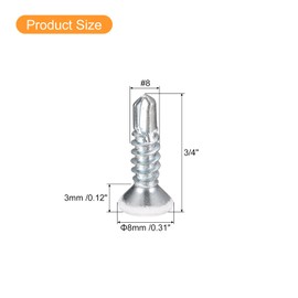 uxcell #8 x 3/4" White Screws Self Drilling Screws, 100pcs Flat Head Phillips Sheet Metal Screw Wood to Metal Screws