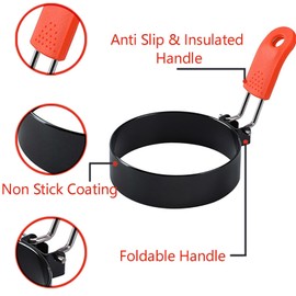 Pancake Mold Egg Ring Set, 8" Omelet Ring, 6" Pancake Ring, 4" Egg Rings for Frying Eggs Stainless Steel Pancake Omelet Rings for Griddle Non Stick Fried Egg Rings Mold Forms for Breakfast Sandwiches