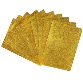 EliteKoopers 10 pcs Gold A4 Glitter Foam Sheets for Christmas Bows, Arts, Crafts and Decoration