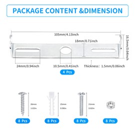 ZOWZEA 4 Packs Universal Light Fixture Mounting Bracket Square Kit,4.1 inch Ceiling Light Plate Wall Mounting Bracket Crossbar for Chandelier, Outdoor Lighting etc.(105x18mm)