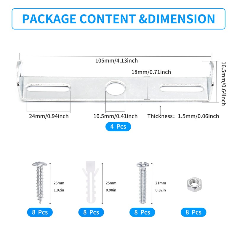 ZOWZEA 4 Packs Universal Light Fixture Mounting Bracket Square Kit,4.1