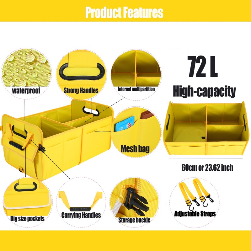 Zhiyanz Car Suv Trunk Organizer,Sturdy Storage Organizer for Car Accessories,Tools,Sundries.Upgraded