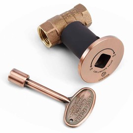 HPC Fire 1/2-Inch Straight Gas Fire Pit Shut Off Valve Kit (MSAC), Antique Copper Flange and Key