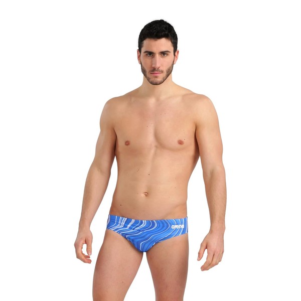 ARENA Men's Standard Performance Marbled Swim Briefs, Royal/Royal Multi