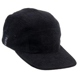FLVFF 5 Panel Hat for Men Women Flat Brim Baseball Cap Urban Street Camper Hats (F1) (Black Corduroy)