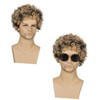 LALAFINA 2pcs Fashion Synthetic Wig for Men Short Curly Hairpiece