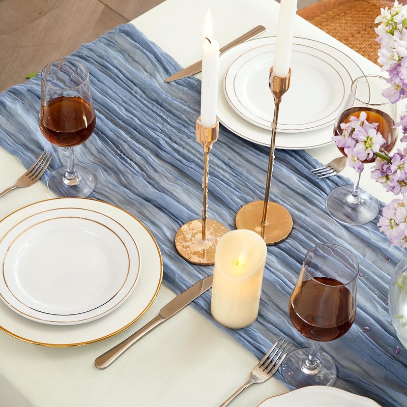 Fantastshop Dusty Blue Table Runner Cheesecloth 2 Pack 10FT Boho