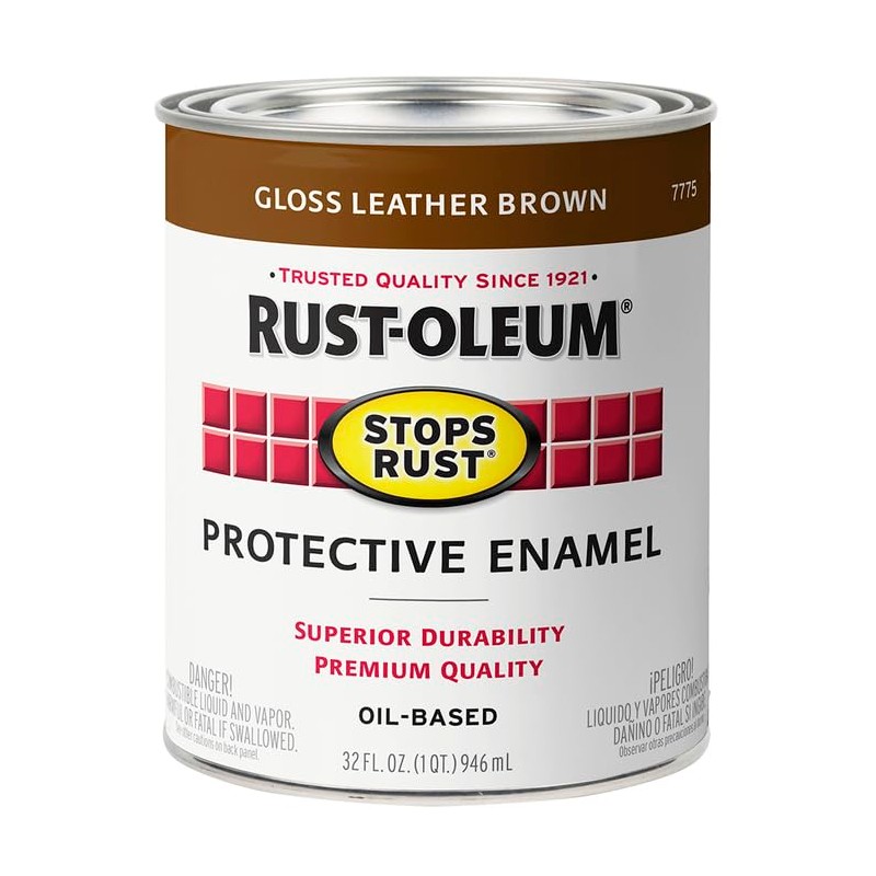 Rust-Oleum 7775502-2PK Stops Rust Brush On Paint, Quart, Gloss Leather