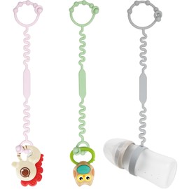 Correas de juguete para carriola, clip de soporte para chupete con bayoneta autoajustable, material de silicona pura sin BPA; se puede utilizar para mordedores, biberones, juguetes, cunas de bebé,