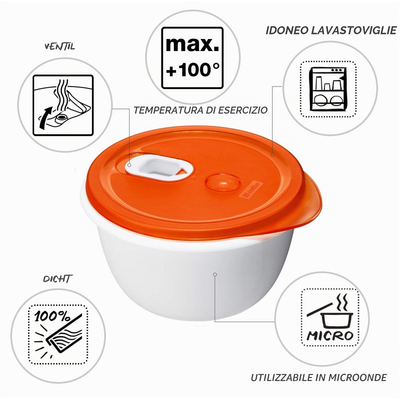 Rotho Micro Clever Contenitore per Microonde con Valvola e Coperchio,