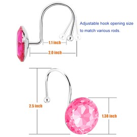 12PCS Shower Curtain Hooks Rings for Bathroom, Stainless Steel Rust Resistant Decorative Rhinestones Shower Curtain Rings Hangers for Shower Curtains, Clothing, Towels, etc.
