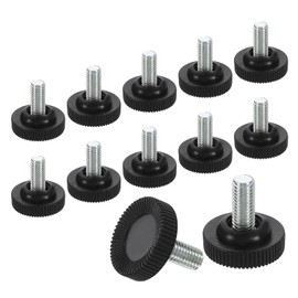 sourcing map 12Pcs M8 Thread Furniture Feet Levelers, 28x17mm Adjustable Leveling Table Feet, Screw on Furniture Glide Leveling for Chair Stool Legs, Black