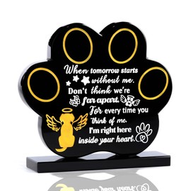 Dog Memorial Black Crystal Gifts Loss of Pet Bereavement Plaque Engraved with Paw Prints Gold Angel Dog Sympathy Remembrance In Memory of Dog Passed Away