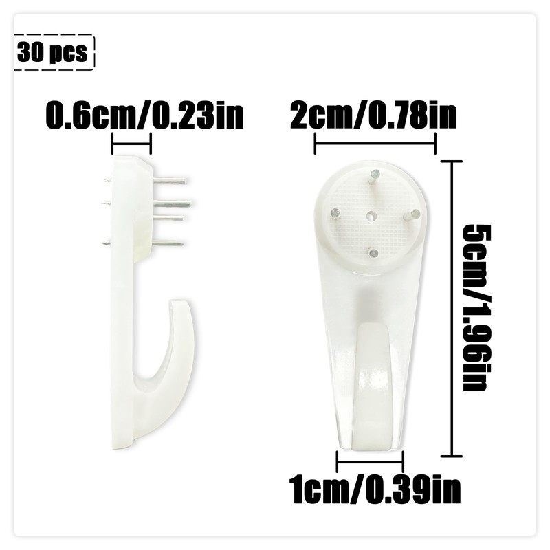HAIKING Concrete Wall Hook, 30 PCS Invisible Nail Hangers for