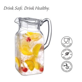 Amazing Abby - Quadly - Acrylic Pitcher (64 oz), Clear Plastic Water Pitcher with Lid, Fridge Jug, BPA-Free, Shatter-Proof, Great for Iced Tea, Sangria, Lemonade, Juice, Milk, and More