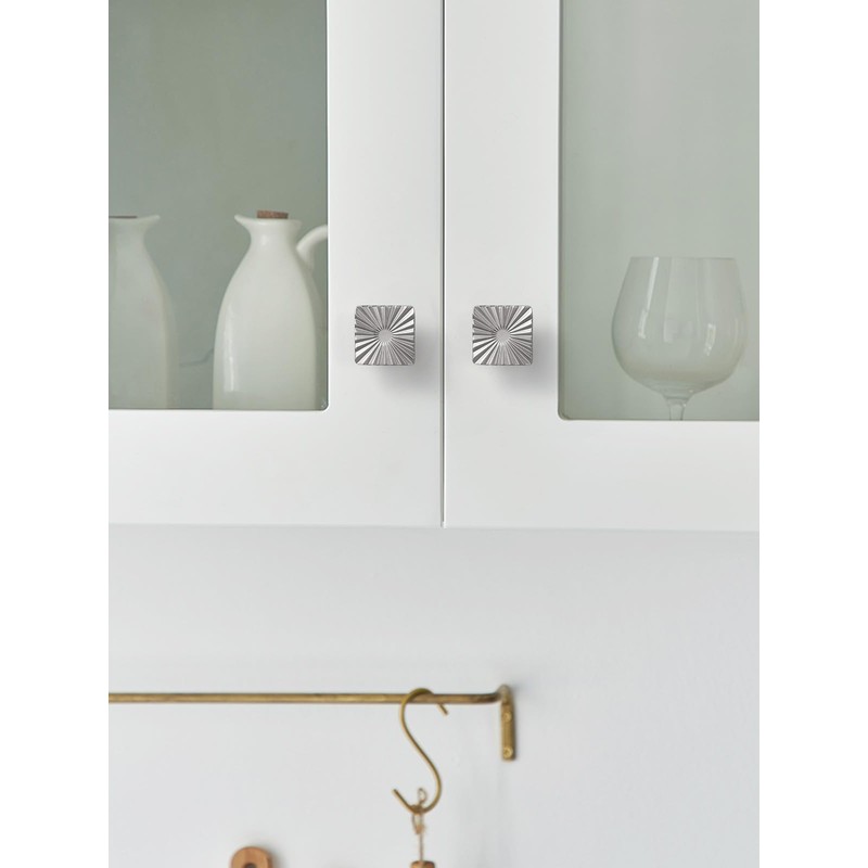 SORWDUERM 2 Pack Brushed Nickel Knobs Square Drawer Pulls Bathroom