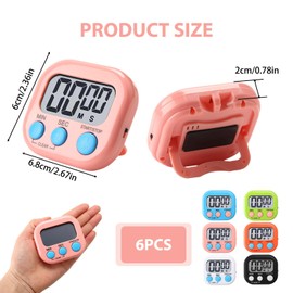 Kitchen Timer Magnetic, Colorful Minute Cooking Timer Digital Timer Clock Loud Alarm Visual Kitchen Countdown Timer Clear Display for Children Cooking Boiling Eggs Study Exercise (6)
