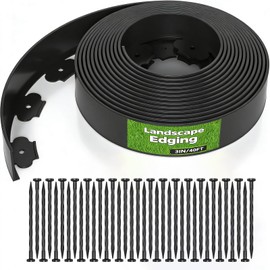40 FT Landscape Edging Kit with 36 Spikes - 3 Inch High Flexible Plastic Garden Border - No-Dig Lawn Edging for Flower Beds, Pathways, and Yards - Durable Black Landscape Border(3in x 40FT)