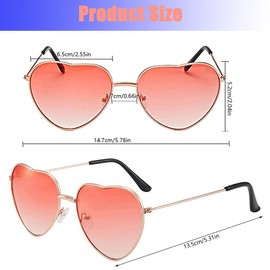 Silars Heart Sunglasses, 2 Pairs Hippie Glasses, Heart Glasses, Party Sunglasses, Pink Heart Glasses and Blue Heart Glasses for 70s 80s 90s Party Costume Accessories Carnival Dance Theme Party