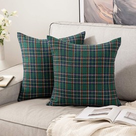 MIULEE Set of 2 Scottish Tartan Plaid Throw Pillow Covers St. Patrick's Day Farmhouse Classic Decorative Cushion Cases for Home Decor Sofa Couch 16x16 Inch, Green