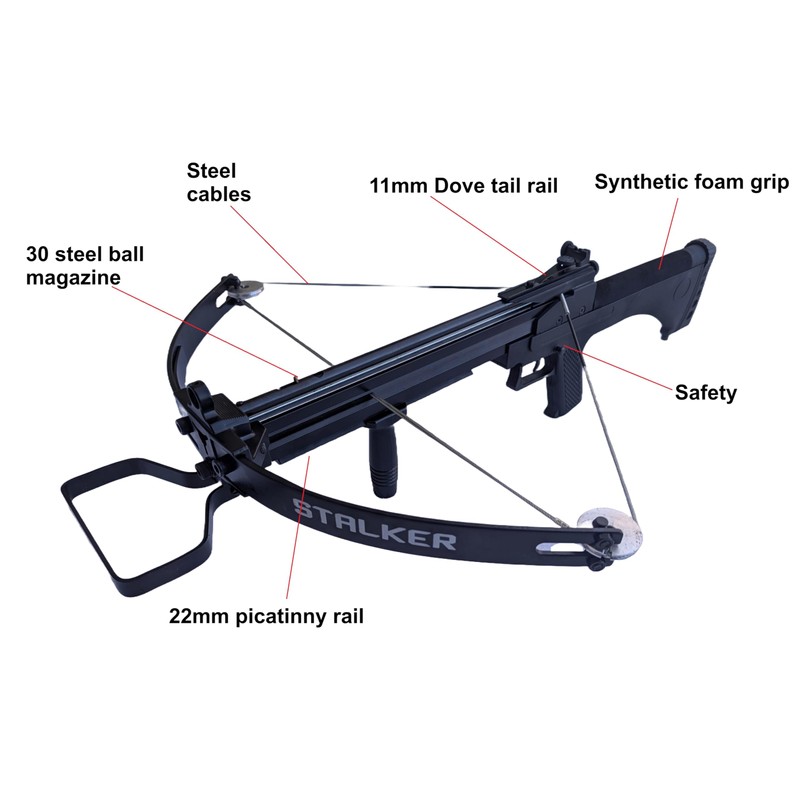 100lbs WT-Stalker Repeating Compound Crossbow Shoots Steel Balls and Bolts