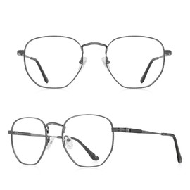 RB.Pilot Classic Square Polygon Reading Glasses for Men Women Light Blocking Computer Readers Spring Hinge Metal Frame