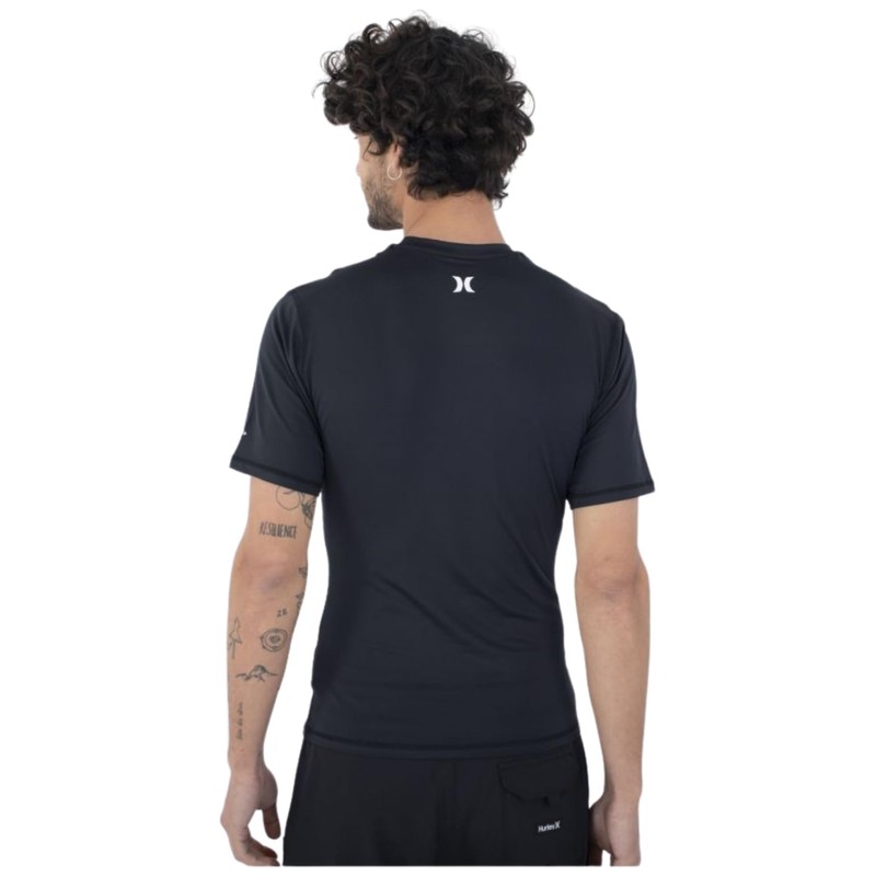 Hurley Men's OAO Quickdry Rashguard SS Rash Guard Shirt, black,