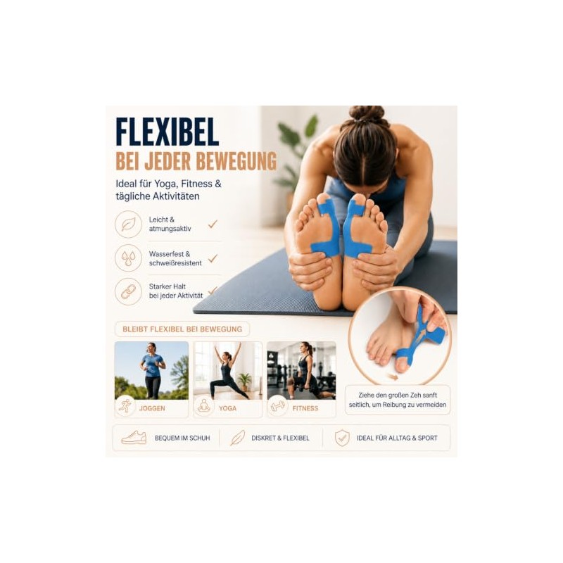 Neujus Hallux Valgus Kinesiotape - 24 Precut Elastic Sports Tape