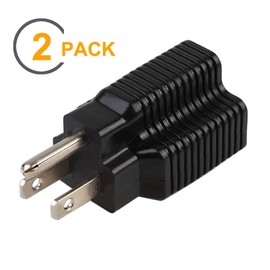 (2PACK) Nema 15 Amp to 20 Amp Plug Adapter ETL Listed NEMA 5-15P to 5-15/20R (Comb 20Amp T Blade) 15 Amp Household Plug to 20 Amp T-Blade AC Power Adapter