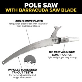 Jameson PS-3FPS1 Tri-Cut Pole Saw Head Kit, 13-Inch Barracuda Blade, Converts Extension Poles for Precise Tree Trimming and Pruning