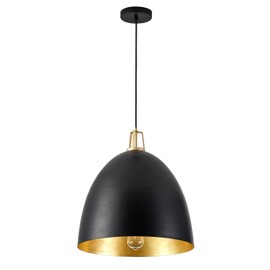 Aiwen Industrial Pendant Light Fixtures Kitchen Island, 17 inch Black Finish Gold Interior Pendant Lighting, Vintage Farmhouse Decor Metal Hanging Light for Dining Room Foyer E26
