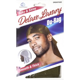 Dream Deluxe Du-Rag Glitter Gold - Smooth & Thick, Superior Quality, Stretchable, Wrinkle Free, 100% Polyester
