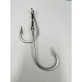 AHI 10/0 SS Tandem Trailer Hook Rig 800lb Wire Big Fish Game Trolling Lures