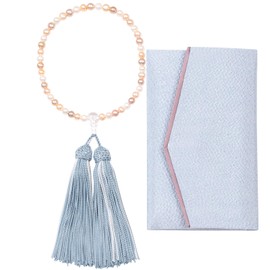 Kiho Koubou Prayer Beads & Prayer Beads Bag Set/Kyoto Prayer Beads, Crystal Beads, Crystal, Pearl, Pearl [Excellent Technology in Kyoto Prefecture] Can be Used in All Sects, Certificate Included, Made