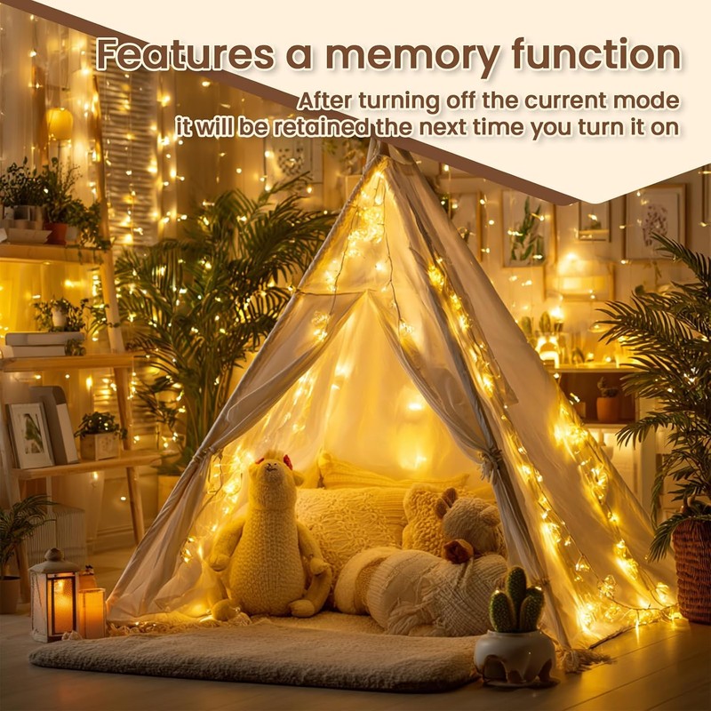 9.8x19.6Ft Curtain String Lights Plug in,600 Warm White LED Curtain