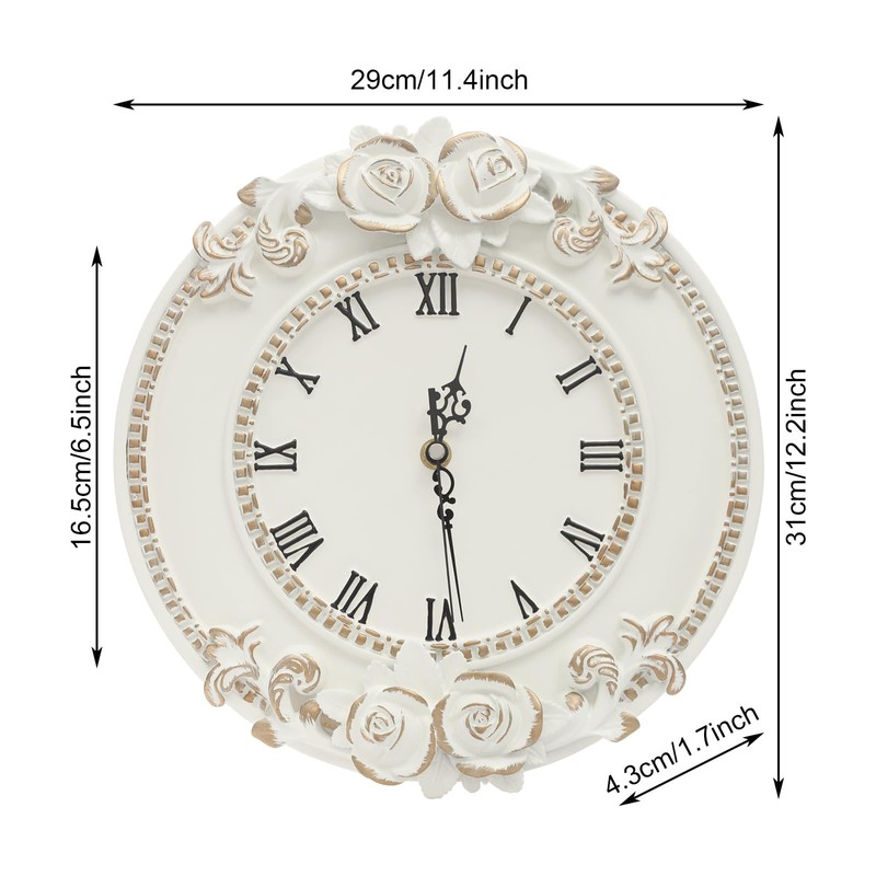 Eapmic European Style Resin Wall Clock, Retro Silent Clock with
