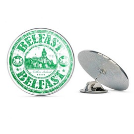 Belfast Northern Ireland Round Metal 0.75" Lapel Pin Hat Shirt Pin Tie Tack Pinback