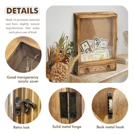 11x16inch Shadow Box Frame with Drawer, Large Deep Wood Shadow Boxes Display Cases, Linen Back and Glass, Wedding Bouquet Memory Box