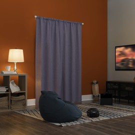 Sun Zero Jules Brushed Tonal Textured Total Blackout Rod Pocket Curtain Panel, 40" x 96", Purple