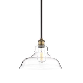 Linea di Liara Lucera Modern Farmhouse Pendant Light Fixture Ceiling Hanging Large Glass Pendant Lighting for Kitchen Island Brass and Black Pendant Light Over Sink Light Fixtures, UL Listed
